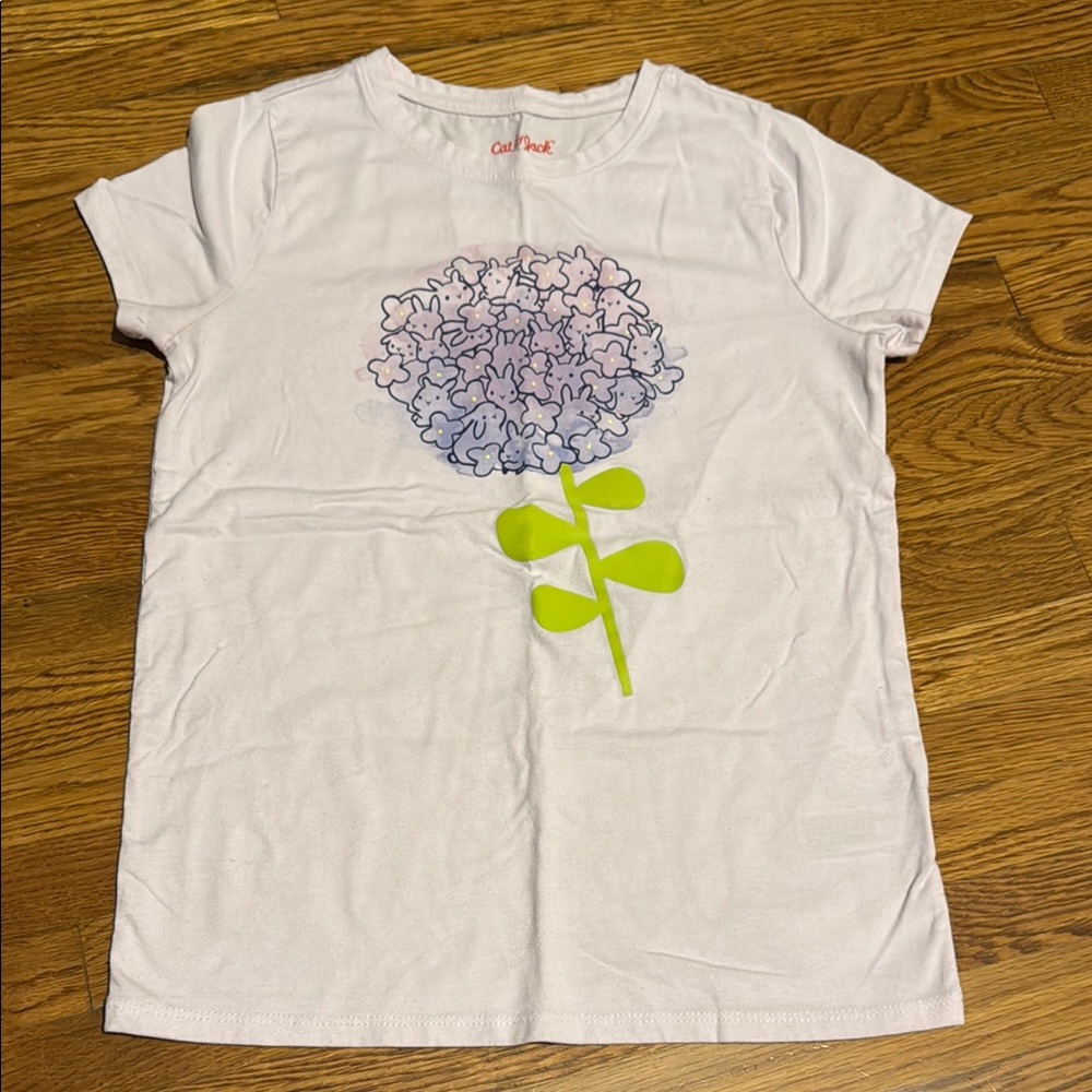 Cat & Jack White and Purple Short Sleeve Tee with Floral Design